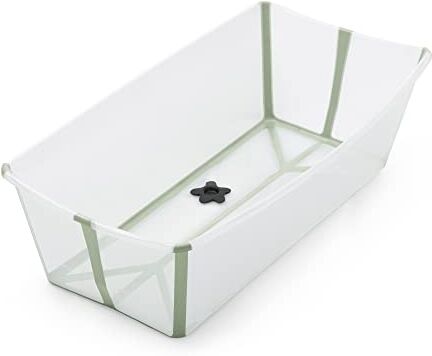 Stokke Flexi Bath X-Large, Verde trasparente Vaschetta pieghevole spaziosa Leggera e Facile da conservare Comoda da usare a casa o in viaggio Ideale per età 0-6 anni