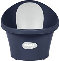 Béaba by Shnuggle Vasca da bagno ergonomica, compatta, schienale in schiuma, supporto per il bambino da riempire rapidamente, piedini antiscivolo, blu notte