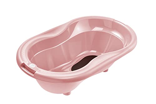 Rotho Babydesign TOP Vaschetta per Bagnetto, Tappetino Antiscivolo e Tappo di Scarico, 0-12 mesi, Rosa Morbida, 20001 03420001