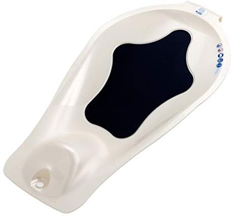 Rotho Babydesign Vaschetta per bagnetto, Tappetino antiscivolo e Tappo di scarico, 0-6 mesi, TOP/TOP Xtra, Bianco perlato Crema, 205030100