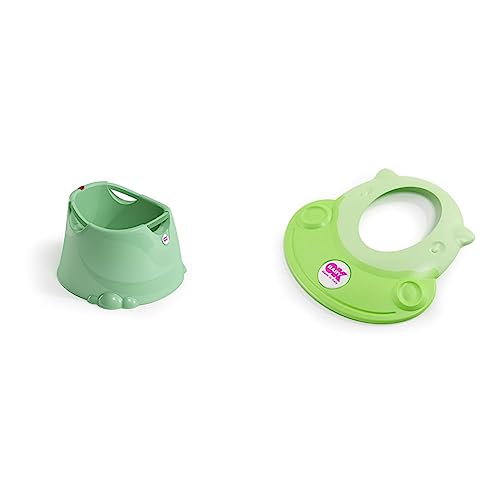 OKBABY Oplà Vaschetta Ampia e Versatile per il Bagnetto del Neonato, 12-36 Mesi (fino a 25 kg), Verde & Hippo Visiera Proteggi Occhi, Cappello da Doccia 8-36 Mesi, Verde