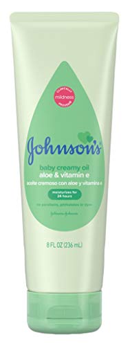Johnson & Johnson Johnsons Baby Creamy Oil Aloe Vera & Vitamin-E 8 oncia (236 ml) (2 pezzi)