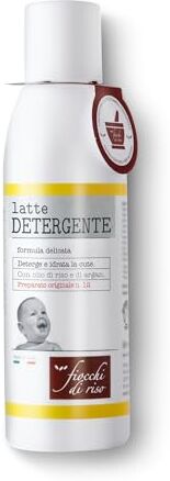 Fiocchi di riso Latte DETERGENTE 140ml DETERGENZA NEONATI Deterge e idrata la cute, rafforzandone le funzioni difensive, con olio di Argan biologico e di riso.