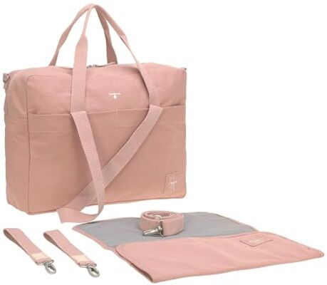 LÄSSIG Borsa fasciatoio per neonati Borsa per culla con accessori per il cambio in cotone biologico lavabile/ Green Label Cotton Essential Bag rose