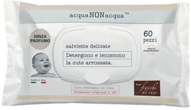 Fiocchi di riso SALVIETTE Acqua NON Acqua senza profumo 60pz con placchetta CAMBIO PANNOLINO Detergono e leniscono la cute arrossata del neonato.