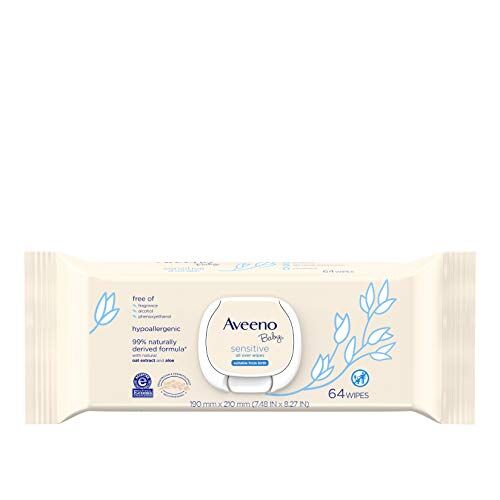 Aveeno Baby Sensitive Salviette per tutto il corpo, senza parabeni e profumo, 64 pezzi