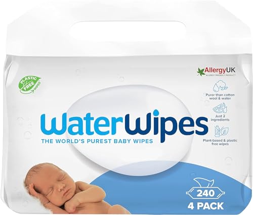WaterWipes Original Salviette Senza Plastica per Bebè, 540 Unità, 9 Confezioni, Salviette Umidificate al 99,9% a Base di Acqua & Inodori per Pelli Sensibili