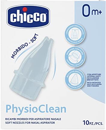 Chicco Physioclean Ricambi Per Aspiratore Nasale, Per Neonati E Bambini, 10 Beccucci Monouso, Massima Igiene, Per Narici Dei Bambini, 10 Pezzi