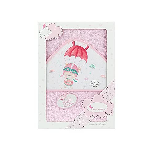 Interbaby Asciugamano con cappuccio per neonato PARACAIDISTA in rosa 560 g