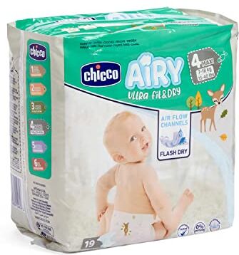 Chicco Airy Ultra Fit&Dry Maxi Taglia 4 Pannolini per Bimbi 7-18 kg, 19 Pezzi