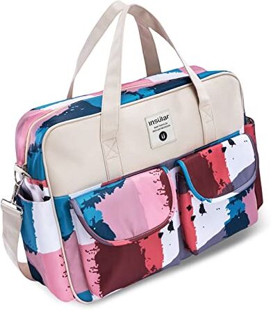 SONARIN Grande Capacità Borsa Fasciatoio per Neonato,Borsa per il Cambio Borsa a Tracolla Borsa per Pannolini da Viaggio Multifunzione Impermeabile con Spalline & Fasciatoio(Cuciture a Colori)