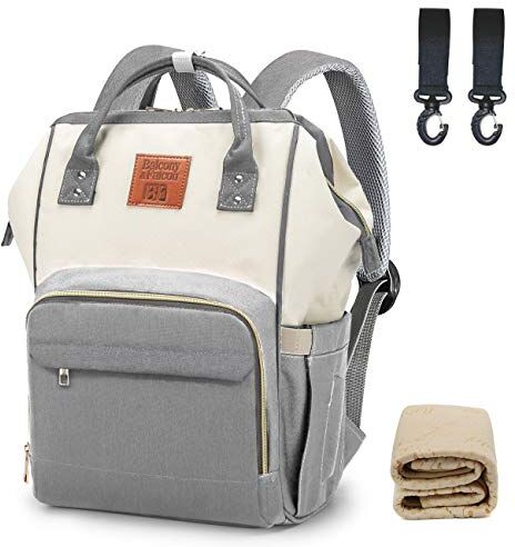 Falcon Zaino Mamma Multifunzione, Zaino Fasciatoio Neonati Zaino Impermeabile per Mamma Grande Borsa Nappy Oxford 56L con Fasciatoio 70x50cm in Omaggio +2 Ganci per Passeggino Zaino Mamma Grigio