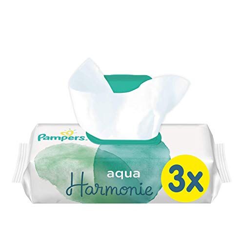 Pampers Salviette Aqua Armonia, composta al 99% di acqua pura e senza profumo né alcol, confezione da 2 x 3 x 48 salviettine (totale 288 salviette)