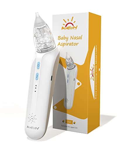 MOMTORY Aspiratore Nasale Elettrico per Bambini, Aspiratore Moccio per Bambini, Pulisci Naso per Bambini, con Funzione Ninna Nanna Calmante, Ricaricabile, 3 Livelli di Aspirazione, Anti-Riflusso (Bianco 1)