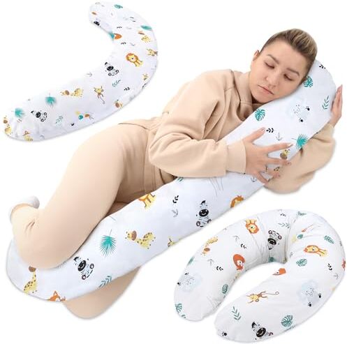 Totsy Baby Cuscino per allattamento xxl cuscino per dormire laterale Cotone Cuscino per gravidanza Cuscino per posizionamento per adulti Safari