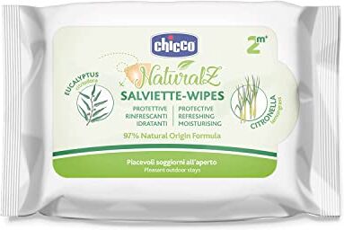 Chicco NaturalZ Salviette Protettive, 20 pz, Protezione Naturale durante la Stagione Estiva, Con citronella ed Eucalipto, Protezione giorno e notte