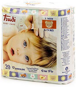 Trudi Baby  Dry Fit Pannolino Taglia M 4 – 9 kg, 1 Pacco (20 pezzi), bianco