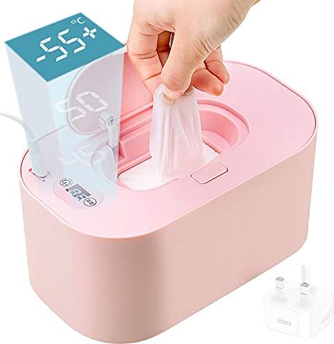 MidSmile Dispenser per salviette umidificate per bambini, regolabile da 40 ℃ a 60 ℃, alimentato tramite USB, scatola portatile