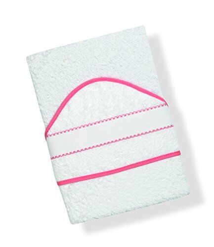 Interbaby Asciugamano con cappuccio per neonato PUNTO CROCE in bianco e rosa 560 g