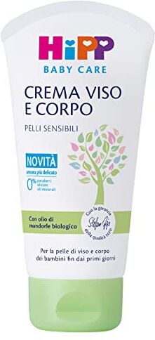 HiPP Baby Care Crema Idratante Viso e Corpo per Bambini e Neonati, per Pelli Sensibili, con Olio di Mandorle Bio, 1 Pezzo da 75 ml