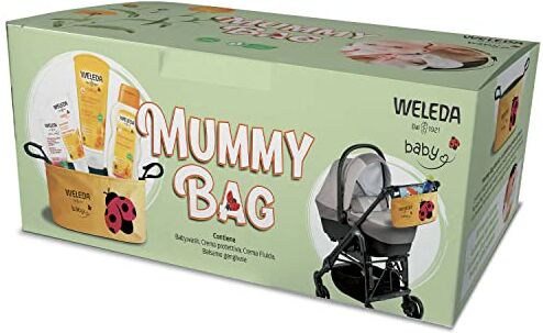 WELEDA Mummy Bag, comoda borsa passeggino con kit completo di prodotti cosmetici per la protezione della pelle di neonati e bambini, a base di calendula bio certificata