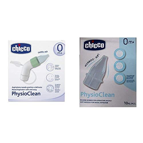 Chicco Set Igiene PhysioClean Kit Aspiratore Nasale, Bianco + 10 Ricambi, bianco