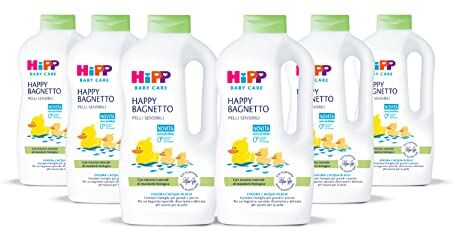 HiPP Baby Care Happy Bagnetto, Bagnoschiuma per Bambini, Formato Famiglia, per Pelli Sensibili, pH Neutro, con Estratto Naturale di Mandorle Bio, 1 Flacone da 1000 ml