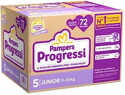 Pampers PROGRESSI TG 5, QUADRIPACK JUNIOR 11-25 Kg, 72 PZ