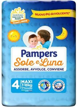 Pampers Sole e Luna Taglia 4, Confezione da 17 Pannolini