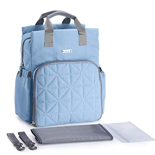 SONARIN Multifunzione Impermeabile Zaino Fasciatoio Bambino per Pannolini,Tracolla per passeggino,borsa antiurto per laptop,Bottiglia borse termiche,Grande Capacità,Lavabile in lavatrice(Blu)