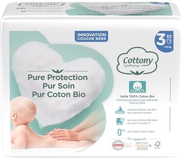 Cottony Pannolini con Cotone Bio 32 Strati Taglia 3 (4-9 kg)