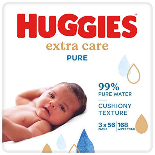 Huggies salviettine per glutei per bambini Pure Extra Care 168 salviettine 3 x 56 salviette Confezione per benefici