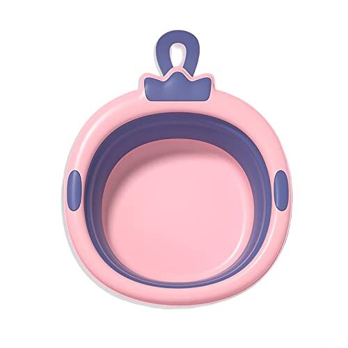 SONARIN Lavabo Pieghevole per Bambini,Lavaggio Neonati Portatile Lavandino per Bambini Durevole Vasca da Bagno Bambini con Foro del Gancio per Bambini Neonati Casa Viaggio(Rosa)