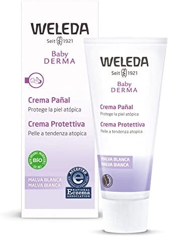 Weleda Baby Derma Crema Protettiva Malva Bianca, calma la pelle e previene gli arrossamenti. Specifica per la pelle ipersensibile a tendenza atopica (1X50 ml)