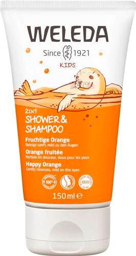 Weleda KIDS 2in1 Doccia-Shampoo profumo Arancia Fruttata, detergente corpo&capelli, formula delicata per bambini grandi (1X150 ml)