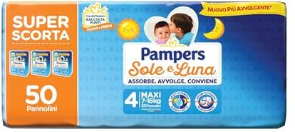 Pampers Sole e Luna tg. 4 Maxi 7-18 kg PACCO TRIPLO da 50 pannolini