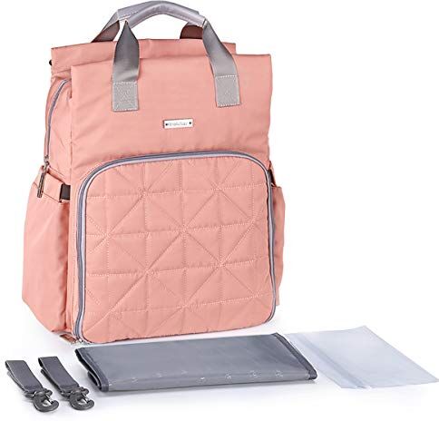 SONARIN Multifunzione Impermeabile Zaino Fasciatoio Bambino per Pannolini,Tracolla per passeggino,borsa antiurto per laptop,Bottiglia borse termiche,Grande Capacità,Lavabile in lavatrice(Rosa)