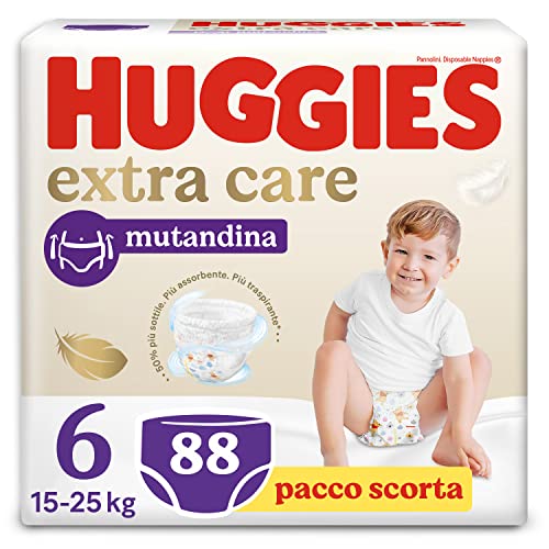 Huggies Extra Care Pannolino Mutandina Taglia 6 (15-25 Kg), Confezione da 88 (22x4)