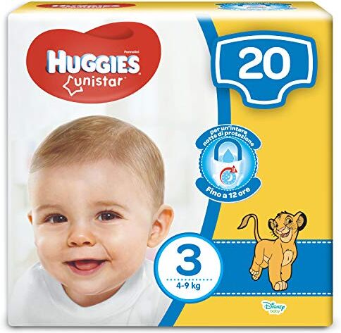 Huggies Unistar Pannolini, Taglia 3 (4-9 kg), Confezione da 20 Pezzi