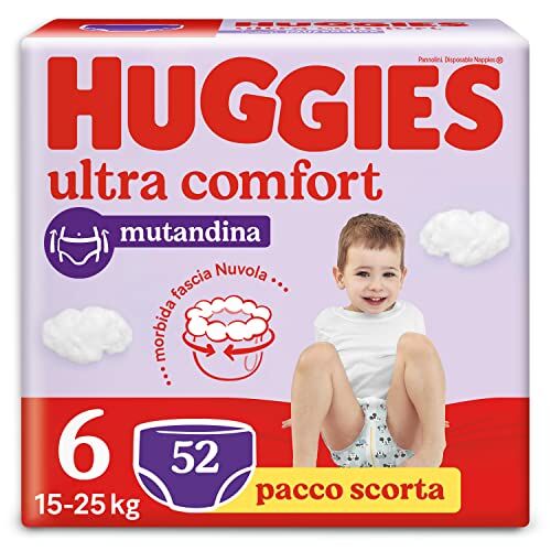 Huggies Ultra Comfort Pannolino Mutandina, Taglia 6 (15-25 Kg), Confezione da 52 Pannolini (Base)