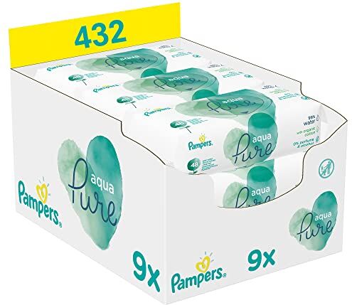 Pampers Aquapure Salviette Per Neonati 9 Imballaggio = 432 Salviette Per Neonati 3720 Gr