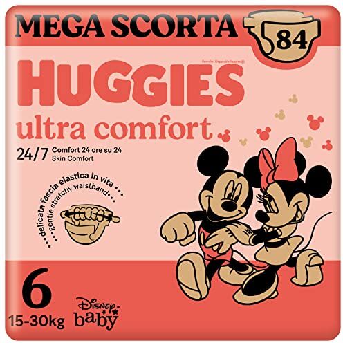 Huggies Pannolini Ultra Comfort, Taglia 6 (16-30 Kg), Confezione da 84 Pannolini