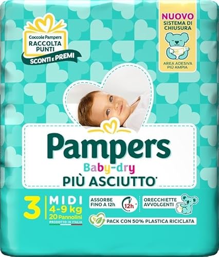 Pampers Babydry Flash Taglia 3 Midi 4-9 Kg Contenuto: 20 Pannolini