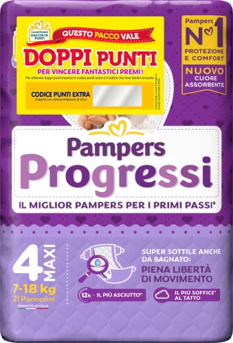 Pampers Progressi Maxi, Taglia 4 (7-18 kg), 21 Pannolini