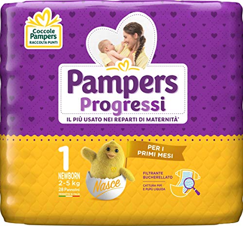 Pampers Progressi Pannolini Newborn, Taglia 1 ,2-5 kg, 28