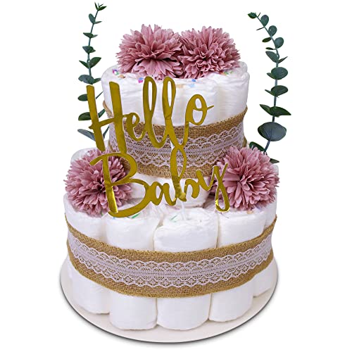 Milaboo ® Torta di pannolini vintage eucalipto viola I regalo neonato di alta qualità con pannolini Hipp (viola)