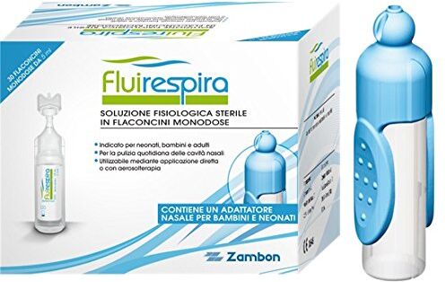 Zambon Fluirespira soluzione fisiologica terile, 30 flaconcini monodose con protegginasino per bambini e neonati