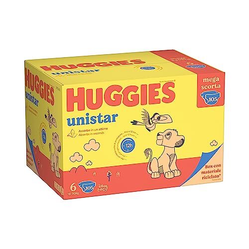 Huggies Pannolini  Unistar Mega 6^ 15-30 Kg Xl 105 unità