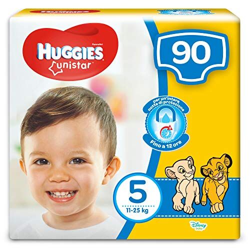 Huggies Unistar Pannolini, Taglia 5 (11-25 kg), Confezione da 90 Pannolini