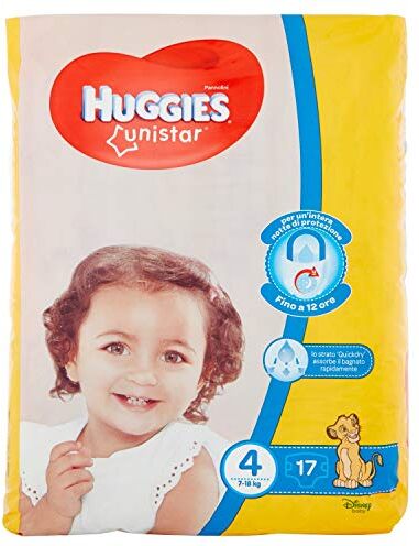 Huggies Unistar Pannolini, Taglia 4 (7-14 kg), 1 Pacco da 17 Pannolini